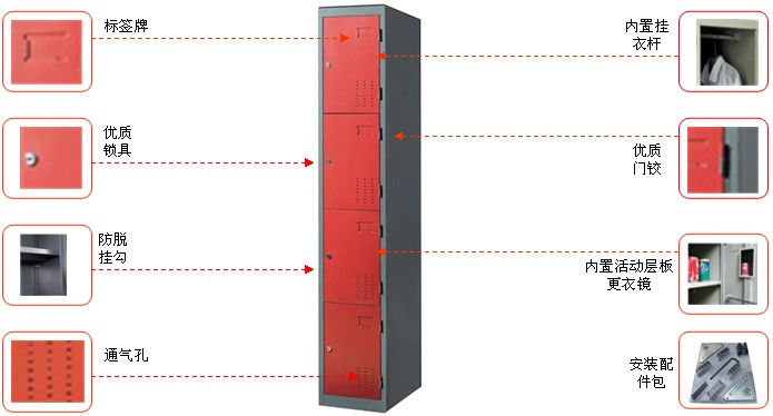 鋼制四門更衣柜